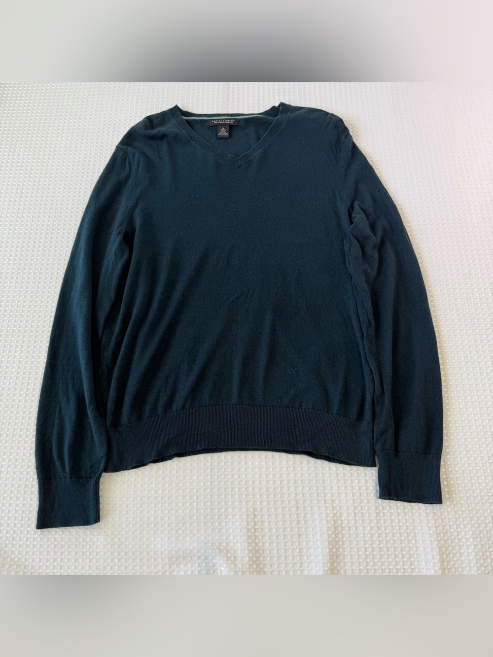 Banana Republic Men's V-Neck Sweater Dark Teal Silk Cashmere Blend Size M